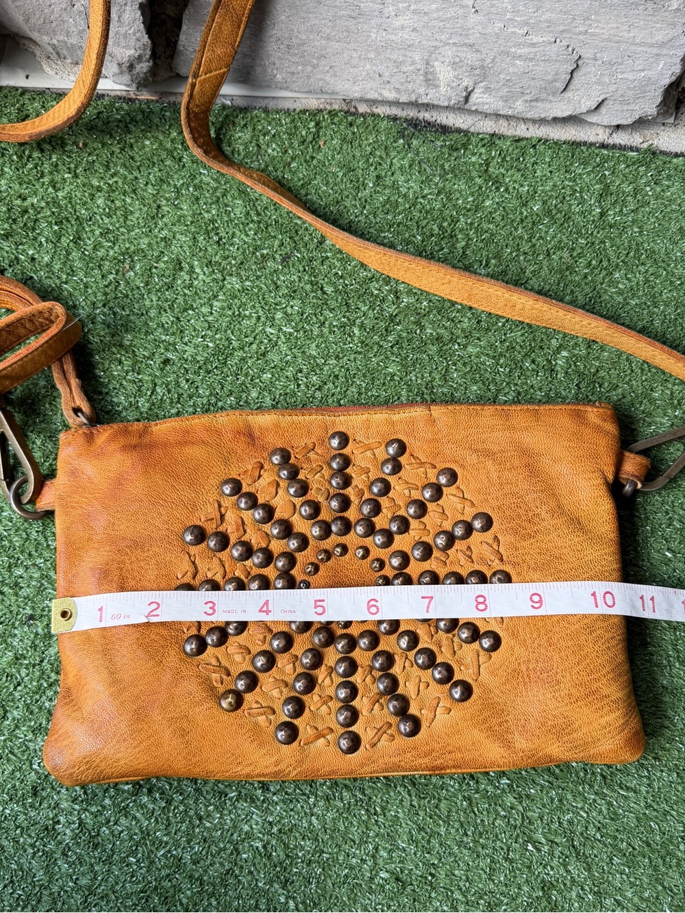 Viola Castellani Brown Leather Studded Womens Crossbody Bag - Picture 11 of 13
